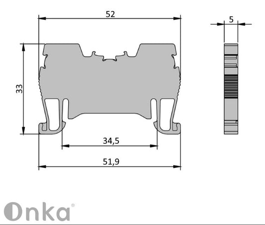 ONKA 1,5mm2 Federleistenklemme DIN-Schienen-Klemme 2-adrig blau, 1020005