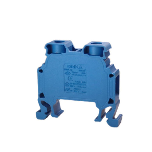 ONKA 10mm2 Schraubklemmleiste DIN-Schienen-Klemme 2-adrig blau, 1010045