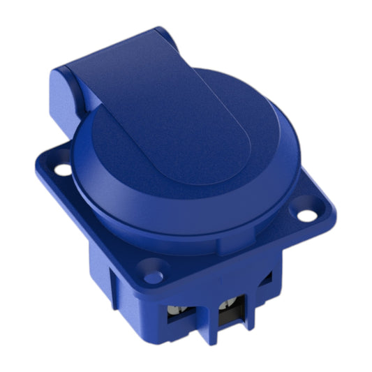 Hermetische Steckdose 2P+Z, 230/220v, mit Erdung, IP44, mit Klappe, blau, 250V Schuko