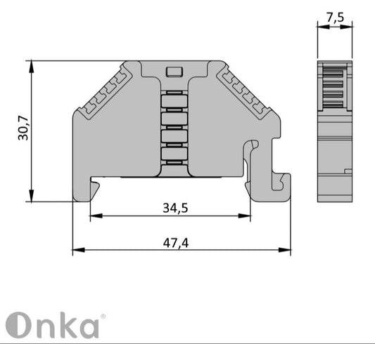 ONKA Stecker, Endhalter, Universalhalter (für Feder- und Schraubklemme) , 1060002