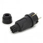 Schwarzer Gummistecker IP54, 250v 16a pro Kabel, Uni-Schuko (Doppelerdung), 2P+E, REF, Bylion