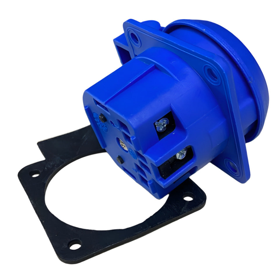 Hermetic Socket 2P+E, 230/220v, with Grounding, IP44, with Cover, blue, 250V French