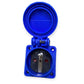 Hermetic Socket 2P+E, 230/220v, with Grounding, IP44, with Cover, blue, 250V French