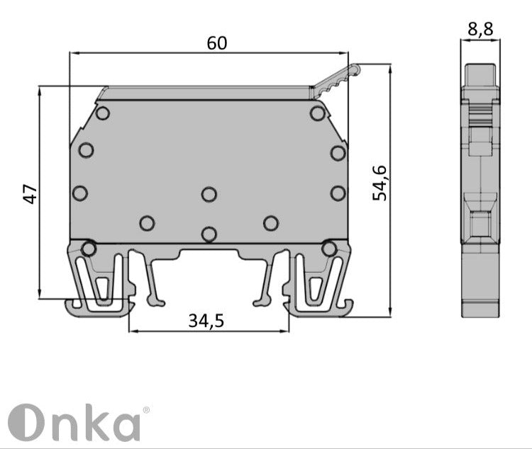 ONKA 6mm2 screw connection terminal block (fuse not included) gray, 1010241