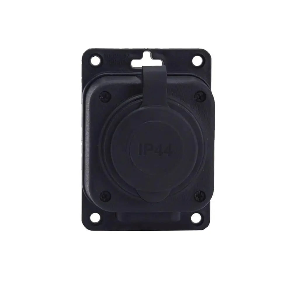 Socket, French Type E (Pin), black "Rubber" for surface 250V, 16A, IP44, 2P+Z, 1KMP-E, Bylion