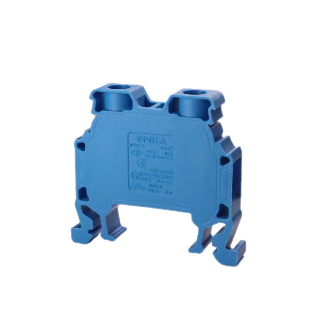 ONKA 6mm2 screw terminal block DIN rail clamp 2-pole blue, 1010035