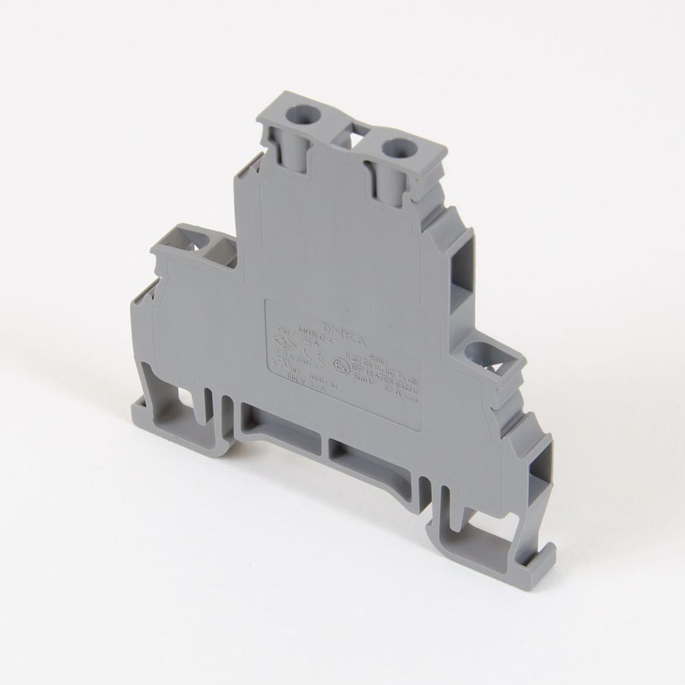 ONKA 4mm2, 2-stage screw terminal block DIN rail clamp 4-pole gray, 1010368
