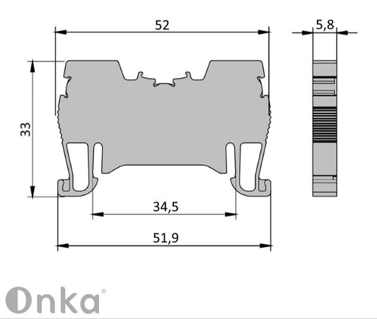 ONKA 2,5mm2 Federleistenklemme DIN-Schienen-Klemme 2-adrig grau, 1020013
