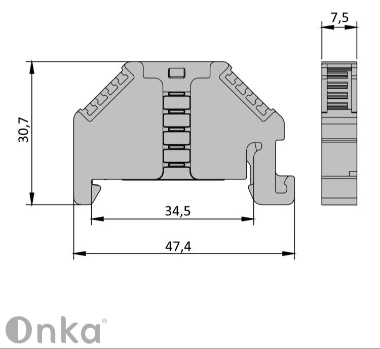 ONKA Stecker, Endhalter, Universalhalter (für Feder- und Schraubklemme) , 1060002