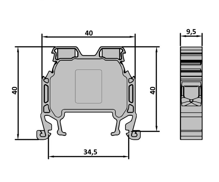 ONKA 10mm2 screw terminal block DIN rail clamp 2-pole blue, 1010045