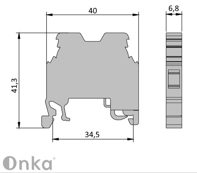 ONKA 10mm2 PE Schraubsteckverbinder Reihenklemme DIN-Schienen-Klemme 2-Leiter grau, 1010221