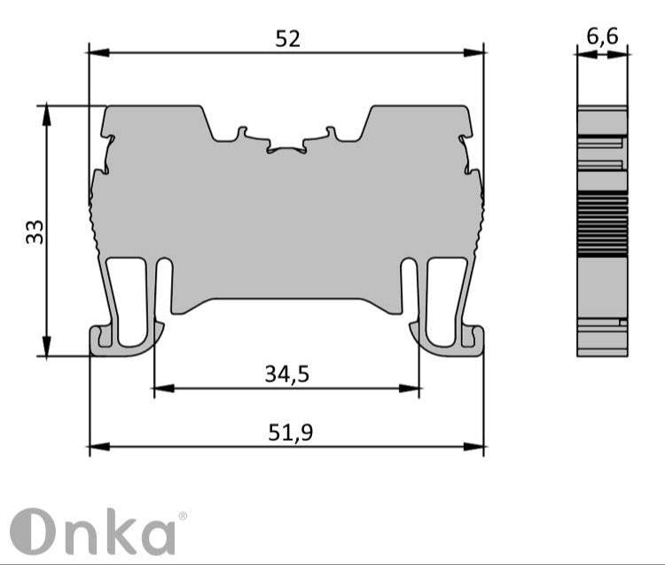 ONKA 4mm2 Federleistenklemmenblock DIN-Schienen-Klemme 2-adrig blau, 1020027