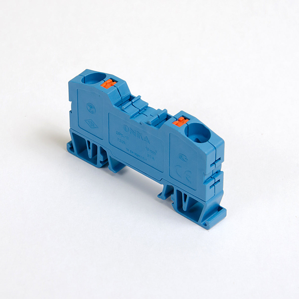 ONKA 10mm2 Federleistenklemmenblock DIN-Schienen-Klemme 2-adrig blau, 1020047