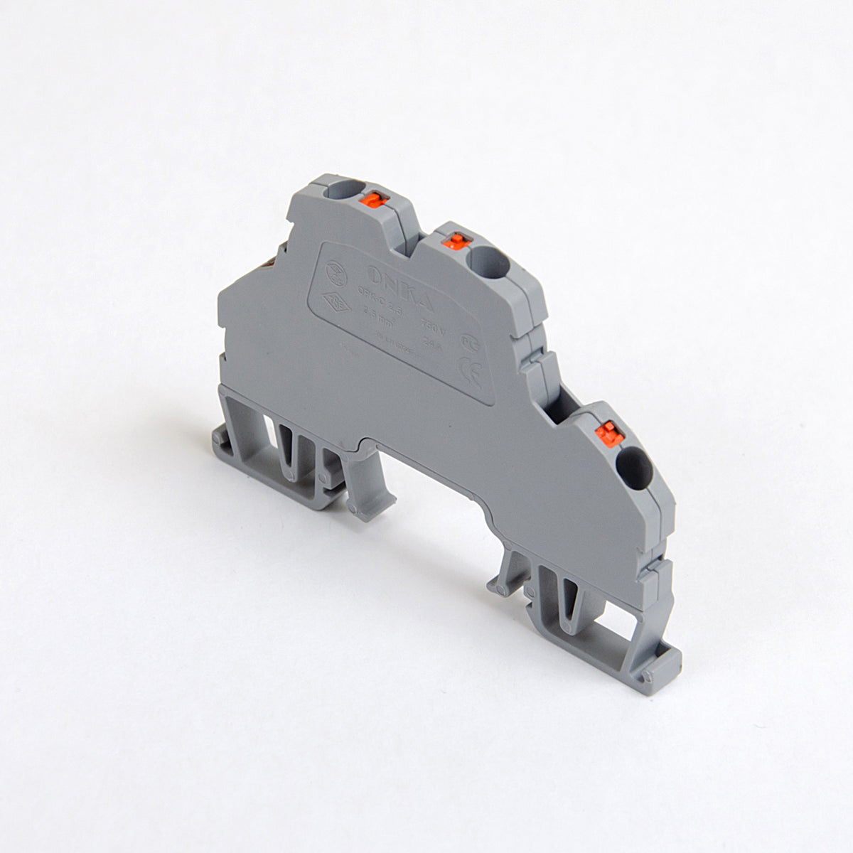 ONKA 2,5mm2, 2-stufiger Federleistenklemmblock DIN-Schienen-Klemmblock 4-adrig grau, 1020379