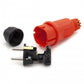 Orange rubber plug IP54, for cables, double grounding, 2P+Z, REF-O, 16 Amperes 250 Volts, manufacturer Bylion