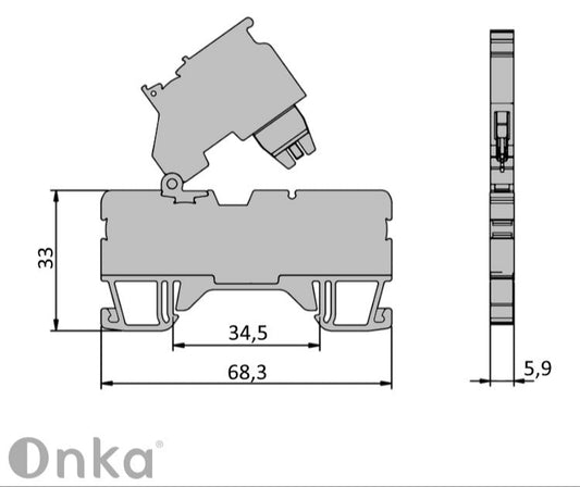 ONKA 2,5mm2 Schraubanschluss-Sicherungsklemme (Sicherung nicht enthalten) grau, 1020223