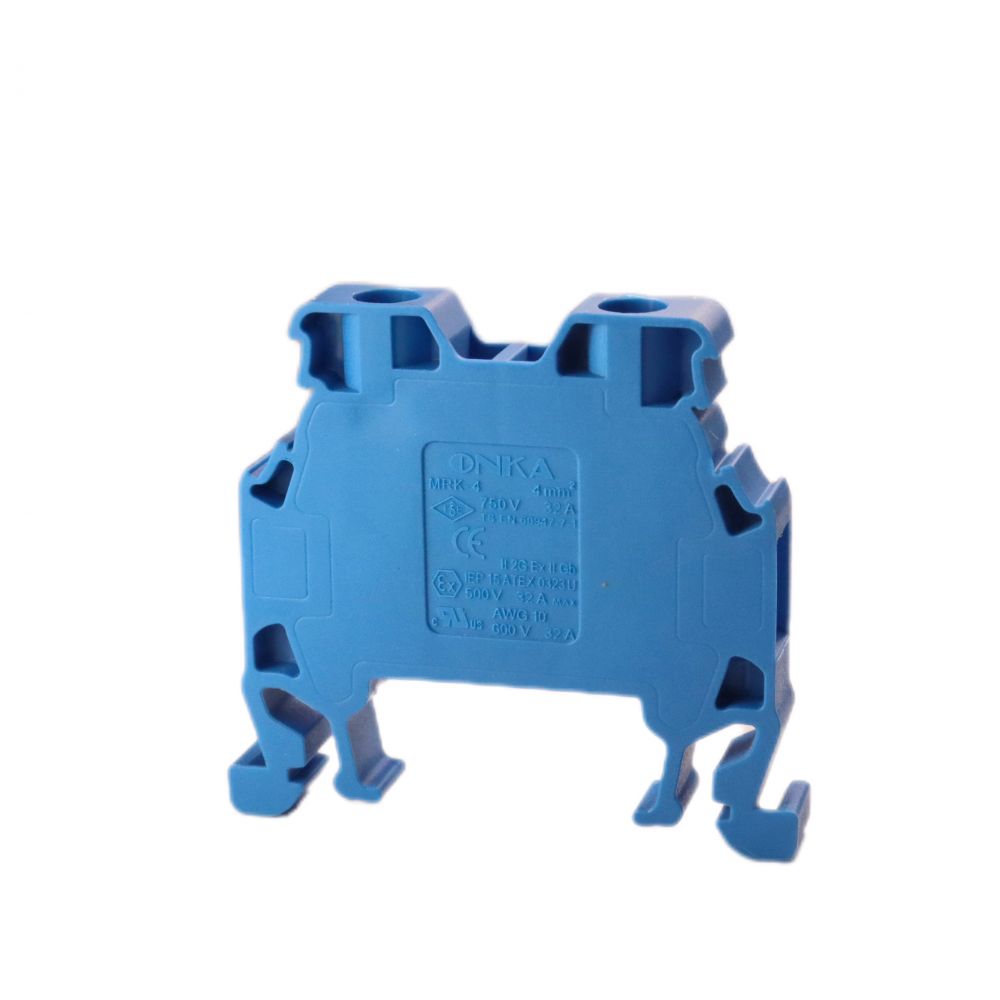 ONKA 4mm2 screw terminal block DIN rail clamp 2-pole blue, 1010025
