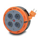 Kompakt-Kassettenroller-Verlängerungskabel, 5m Kabel mit 4 Steckdosen IP20 + USB + Thermosicherung + Kindersicherung, 3x1mm2, SCHUKO-Typ-Erdung, PHE-05310-F-USB