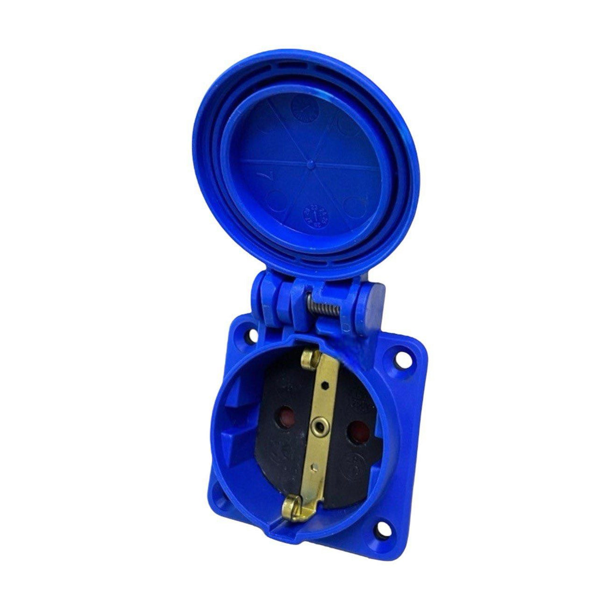 Hermetische Steckdose 2P+Z, 230/220v, mit Erdung, IP44, mit Klappe, blau, 250V Schuko