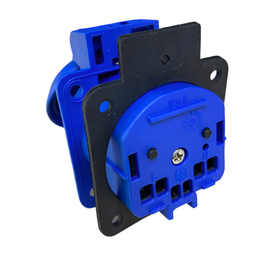 Hermetische Steckdose 2P+Z, 230/220v, mit Erdung, IP44, mit Klappe, blau, 250V Schuko