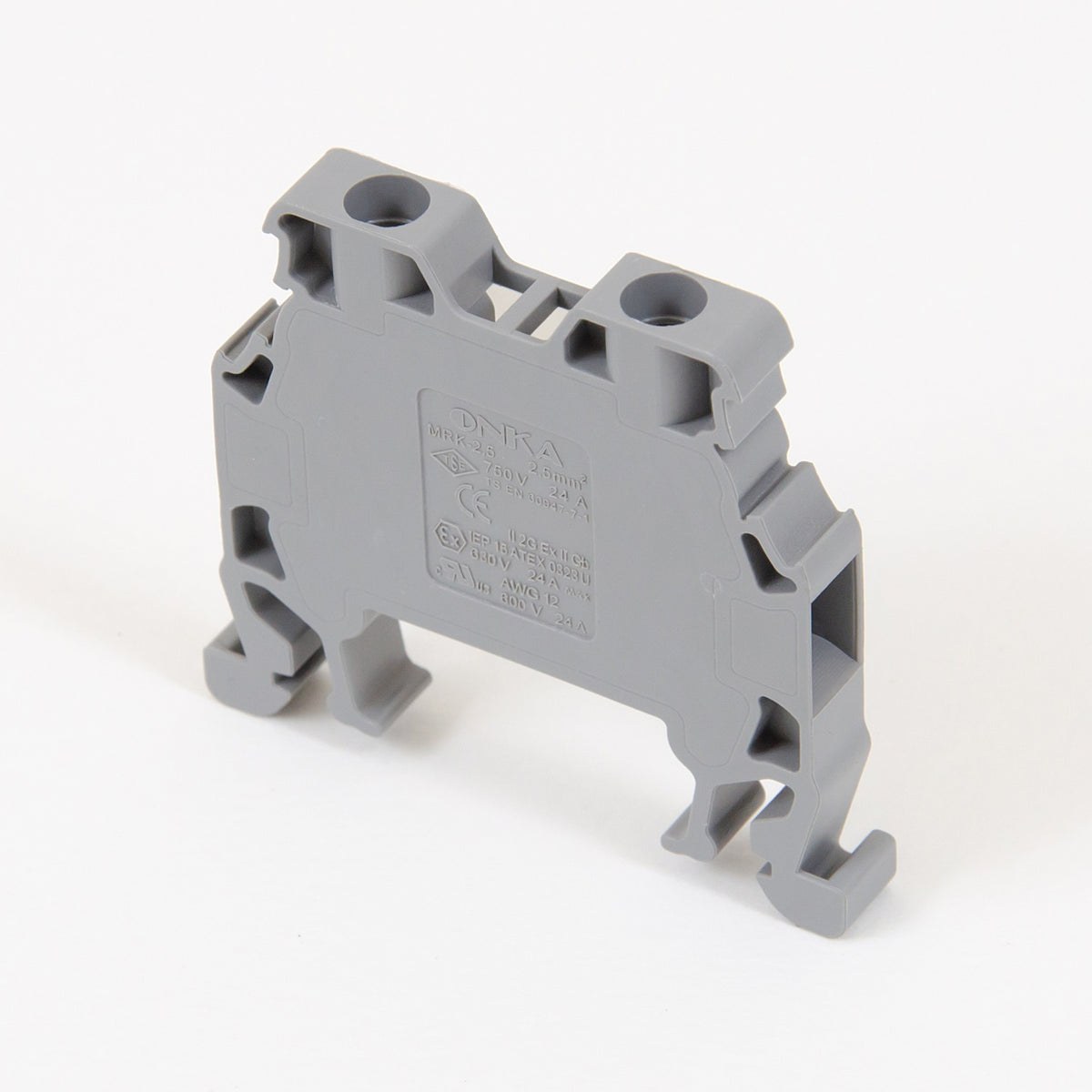 ONKA 2.5mm2 screw terminal block DIN rail clamp 2-pole gray, 1010012