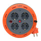 Kompaktkassetten-Rollenverlängerungskabel, 5m Kabel mit 4 Steckdosen IP20 + Thermosicherung + Kindersicherung, 3x1mm2, SCHUKO-Typ-Erdung , PHE-05310-F